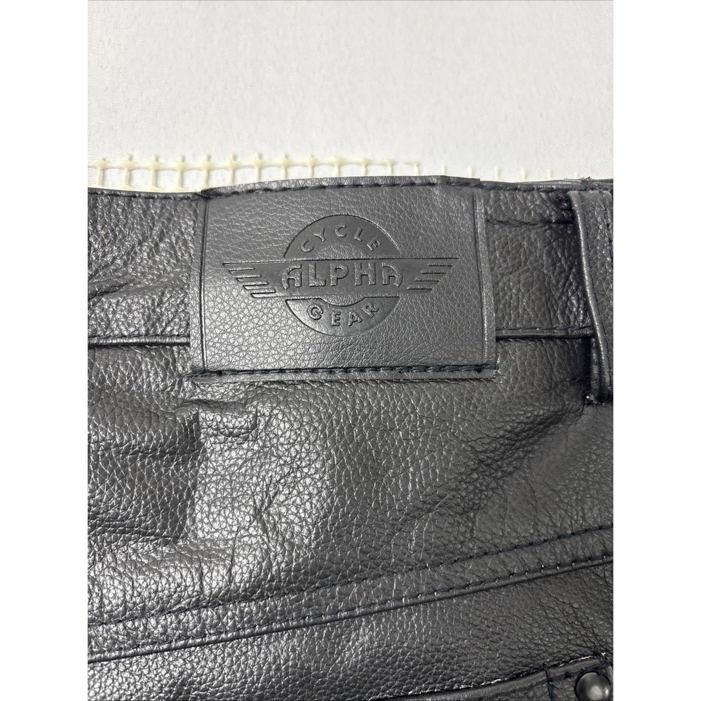 Alpha Cycle Gear Black Leather Motorcycle Pants, Size 32 - Picture 10 of 10